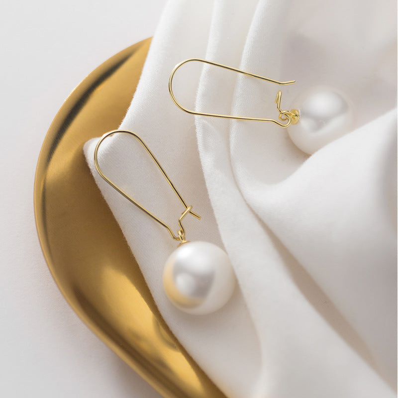 Women's Lodge Sier Korean Style Sweet Shell Pearls Synthetic Earrings