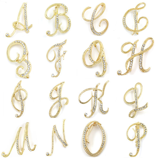 Fashion English Letter Brooch Diamond Alloy Corsage Brooches