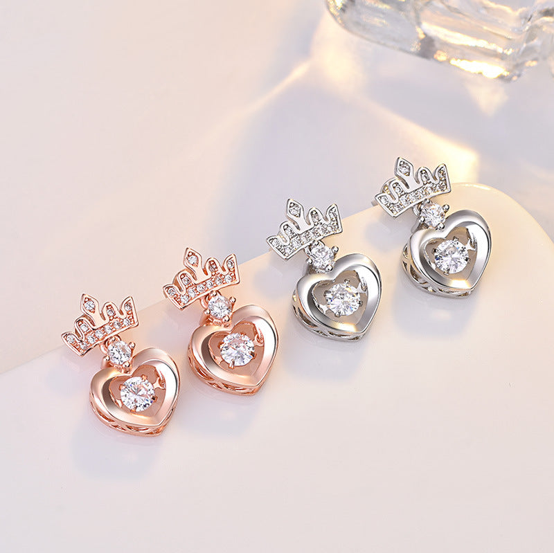 Crown Pulsatile Heart Female Fashion Personality Earrings