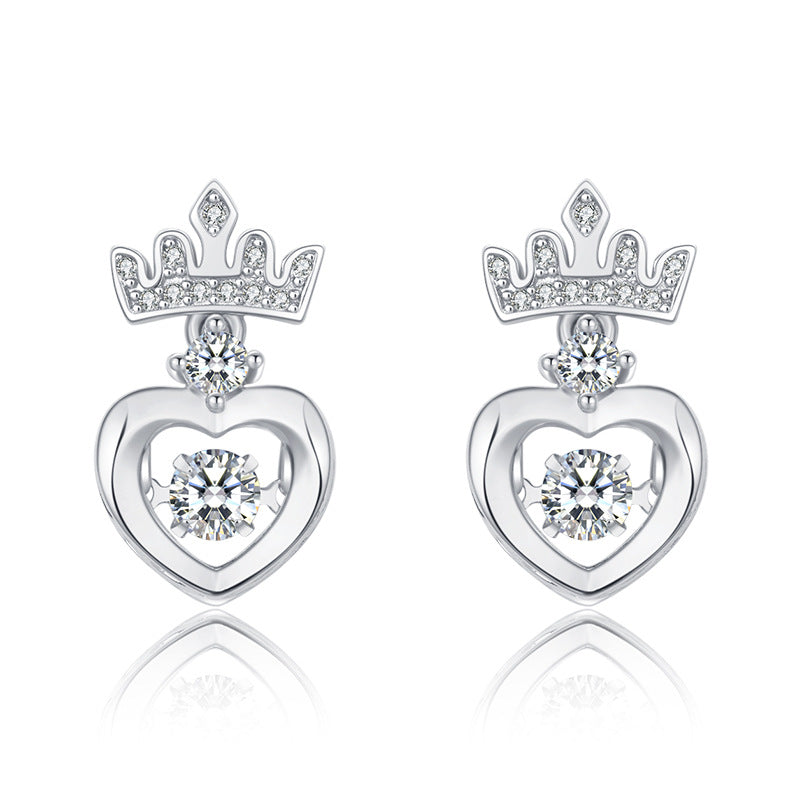 Crown Pulsatile Heart Female Fashion Personality Earrings