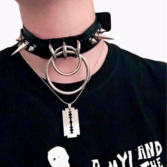 Rivet Collar Neckband Double O-shaped Neck Necklaces