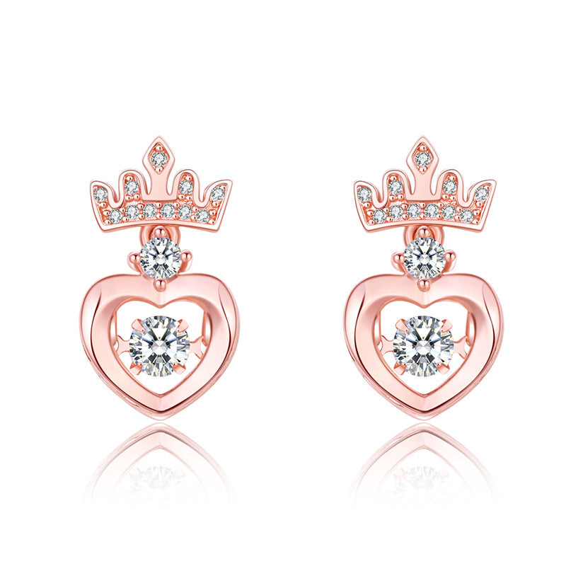 Crown Pulsatile Heart Female Fashion Personality Earrings