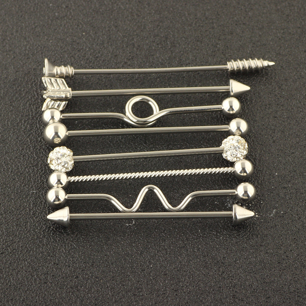 Gold Arrow Screw Ear Extender Industrial Barbell Popular Double Straight Stud Earrings