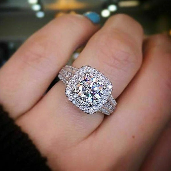 Platinum Plated Artificial Zircon Double Layer Super Rings