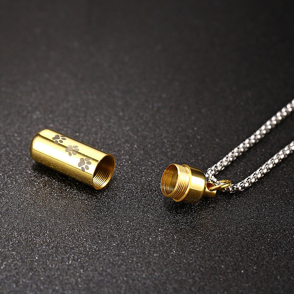 Perfume Bottle Titanium Steel Dog Paw Prints Pendants