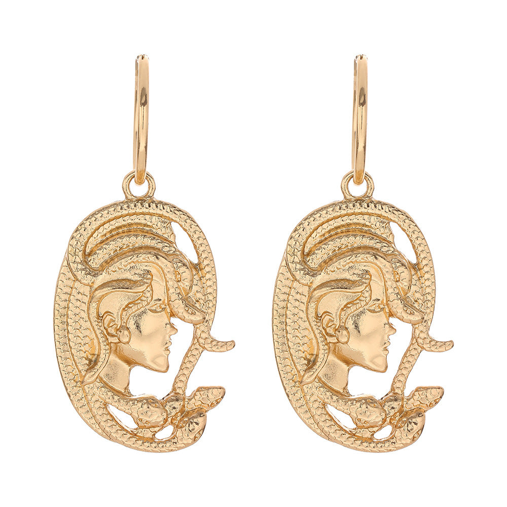 Metal Snake Retro Diamonds Punk Long Gothic Ear Earrings