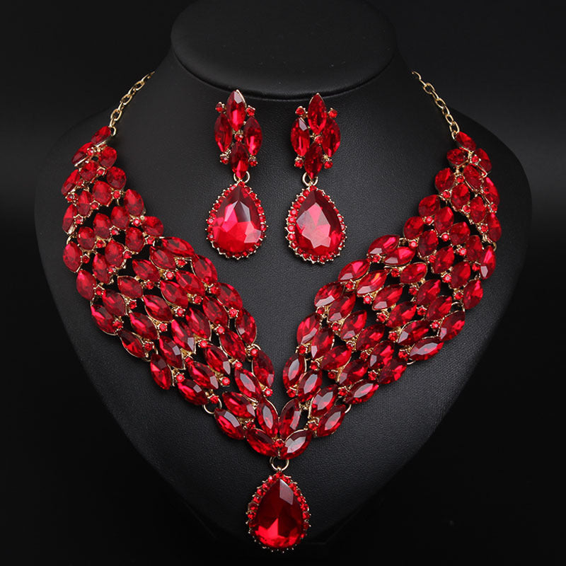Women's Crystal African Suite Dress Dinner Bride Necklaces