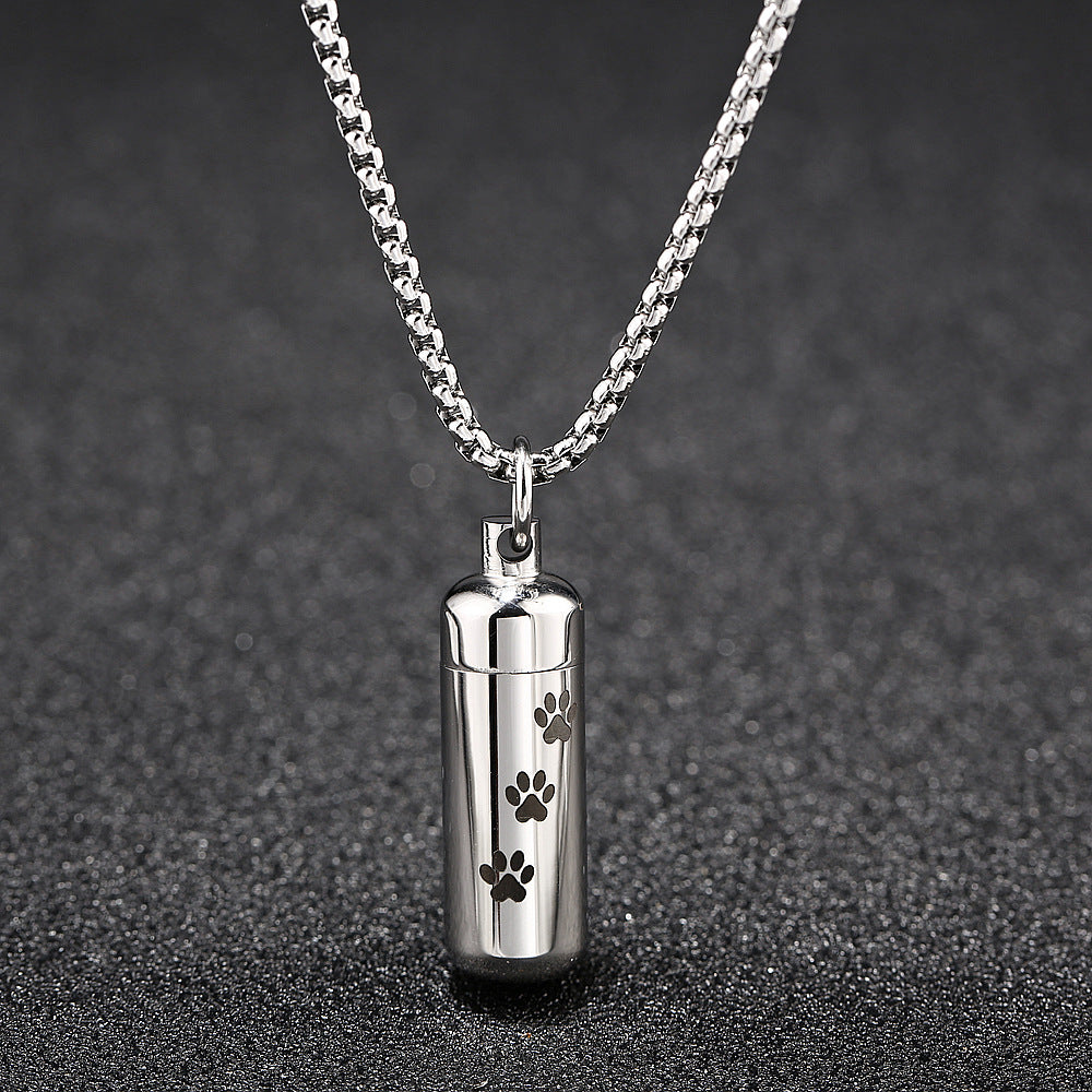 Perfume Bottle Titanium Steel Dog Paw Prints Pendants