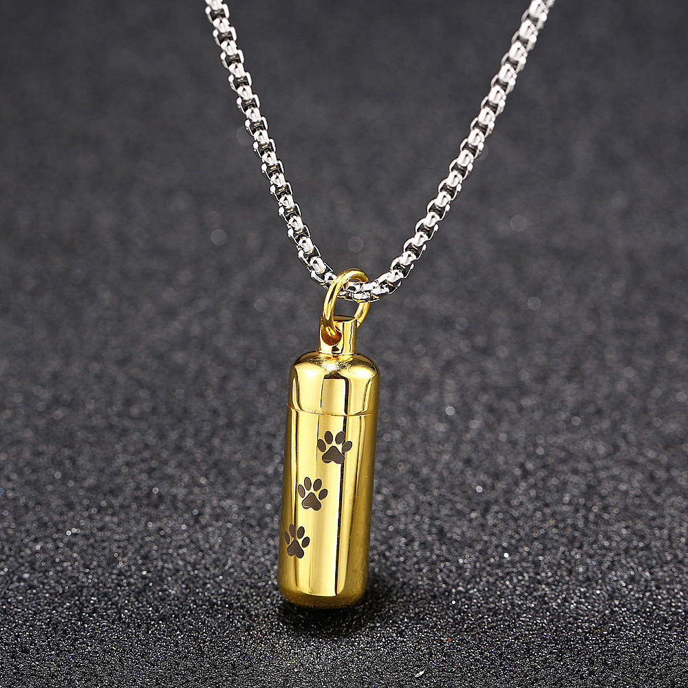 Perfume Bottle Titanium Steel Dog Paw Prints Pendants