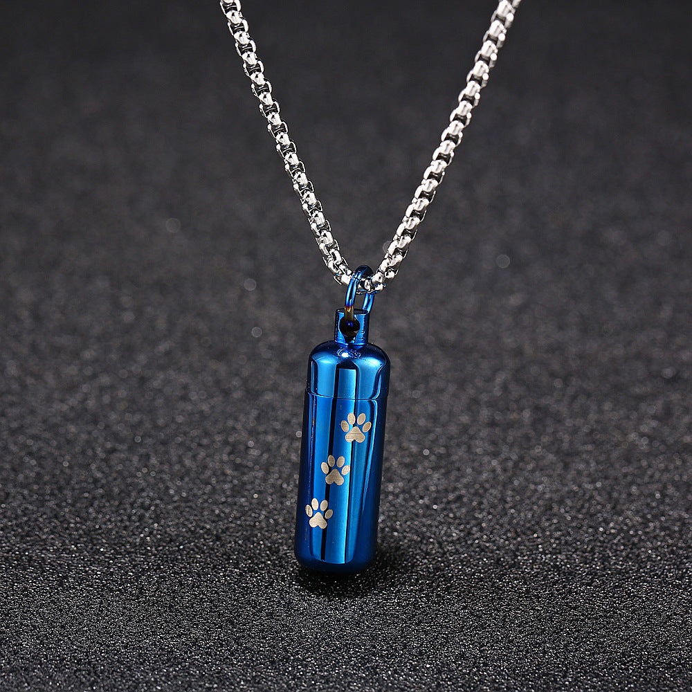 Perfume Bottle Titanium Steel Dog Paw Prints Pendants