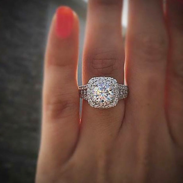 Platinum Plated Artificial Zircon Double Layer Super Rings