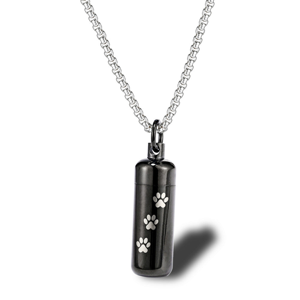 Perfume Bottle Titanium Steel Dog Paw Prints Pendants