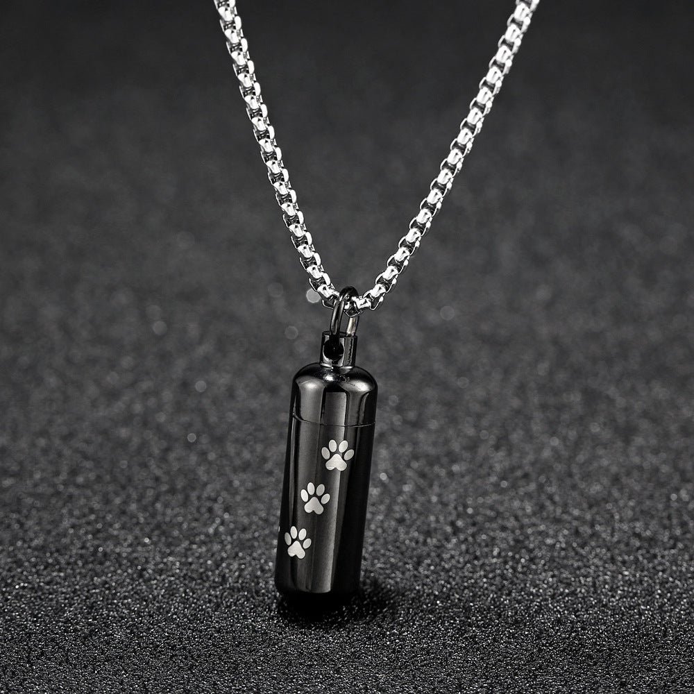 Perfume Bottle Titanium Steel Dog Paw Prints Pendants