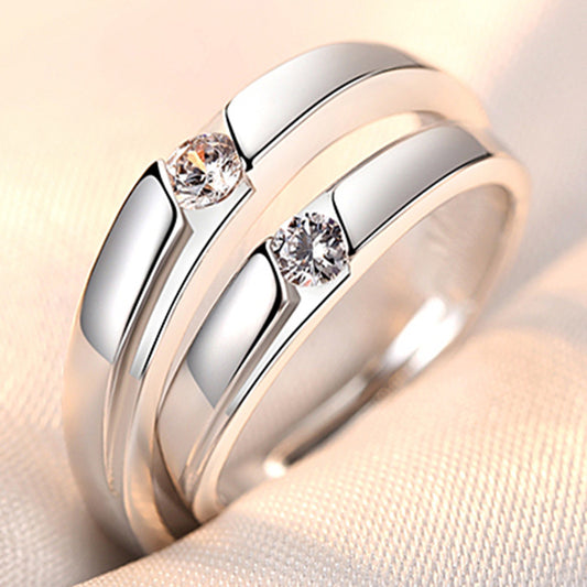 Rhinestone Zircon Couple Open Adjustable Female Rings