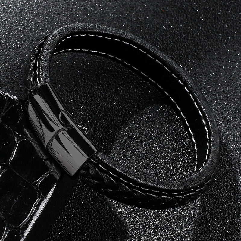 Men's Leather Stitching Handmade Braided Stall Goods Bracelet
