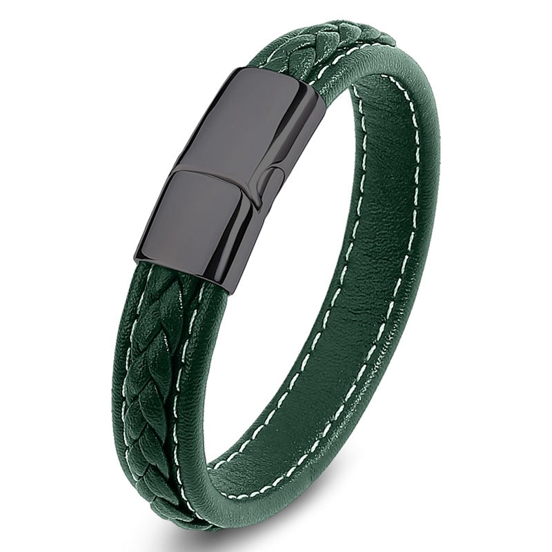 Men's Leather Stitching Handmade Braided Stall Goods Bracelet