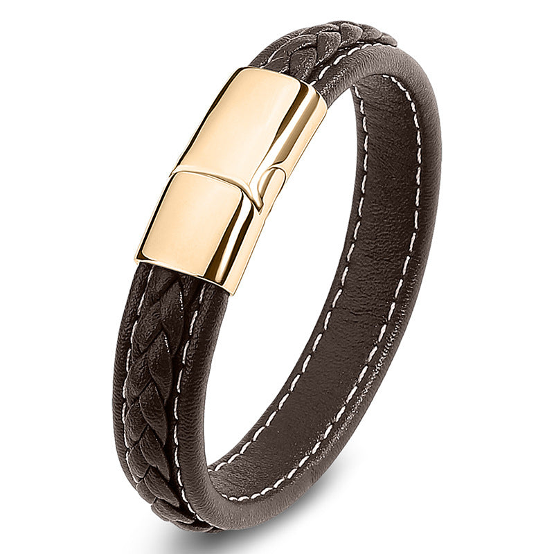 Men's Leather Stitching Handmade Braided Stall Goods Bracelet