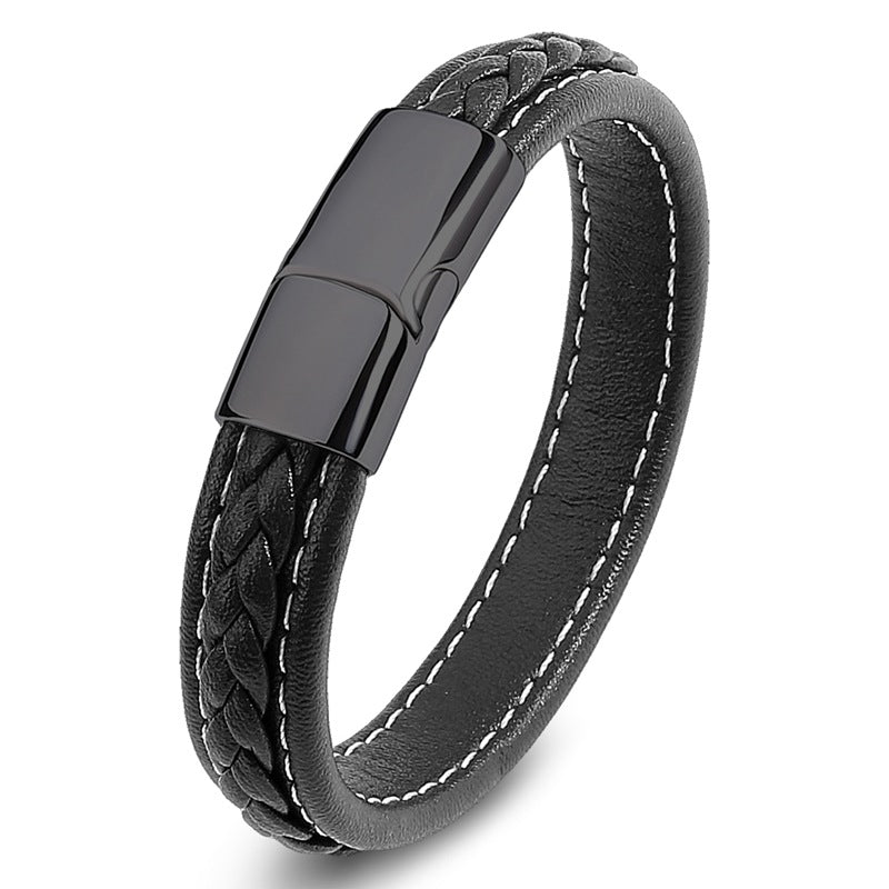 Men's Leather Stitching Handmade Braided Stall Goods Bracelet