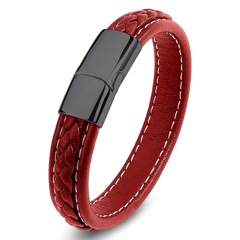 Men's Leather Stitching Handmade Braided Stall Goods Bracelet