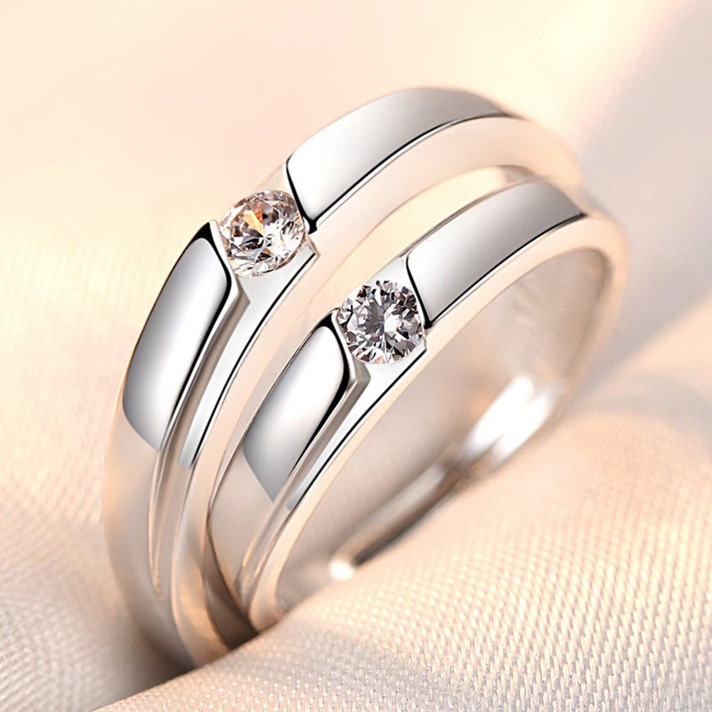 Rhinestone Zircon Couple Open Adjustable Female Rings