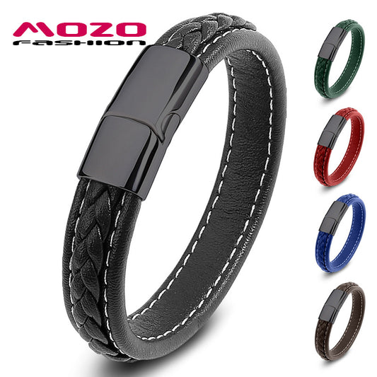 Men's Leather Stitching Handmade Braided Stall Goods Bracelet