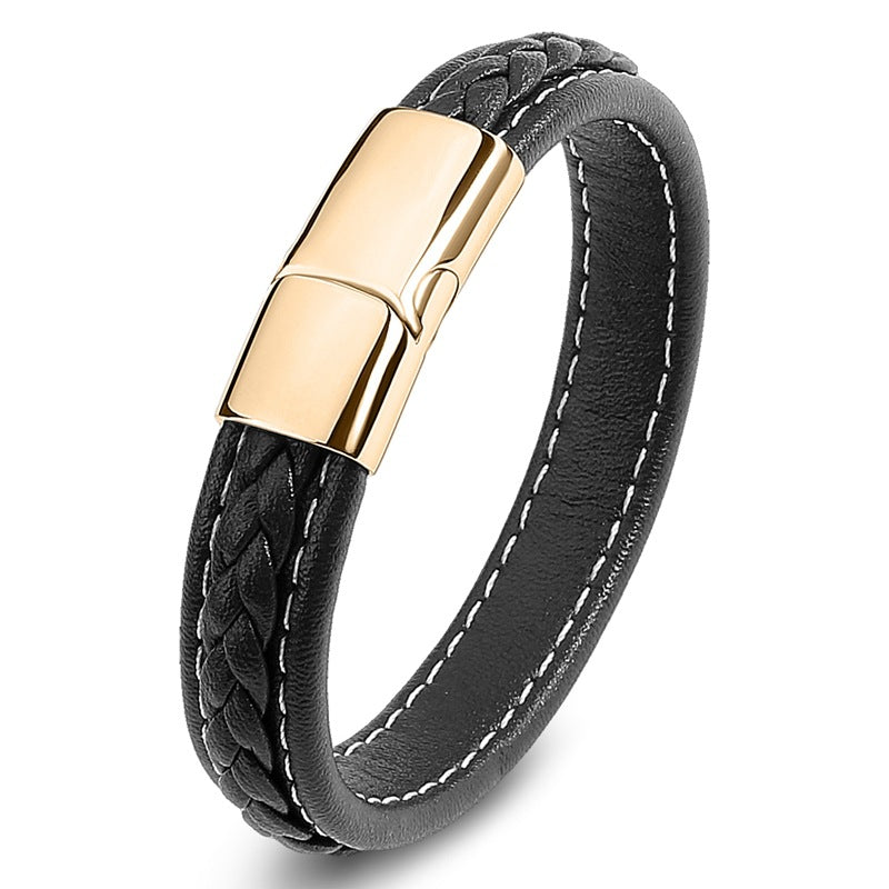Men's Leather Stitching Handmade Braided Stall Goods Bracelet