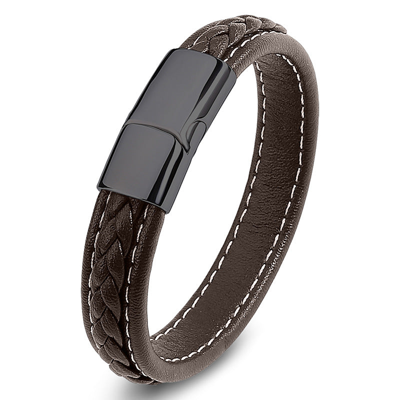 Men's Leather Stitching Handmade Braided Stall Goods Bracelet