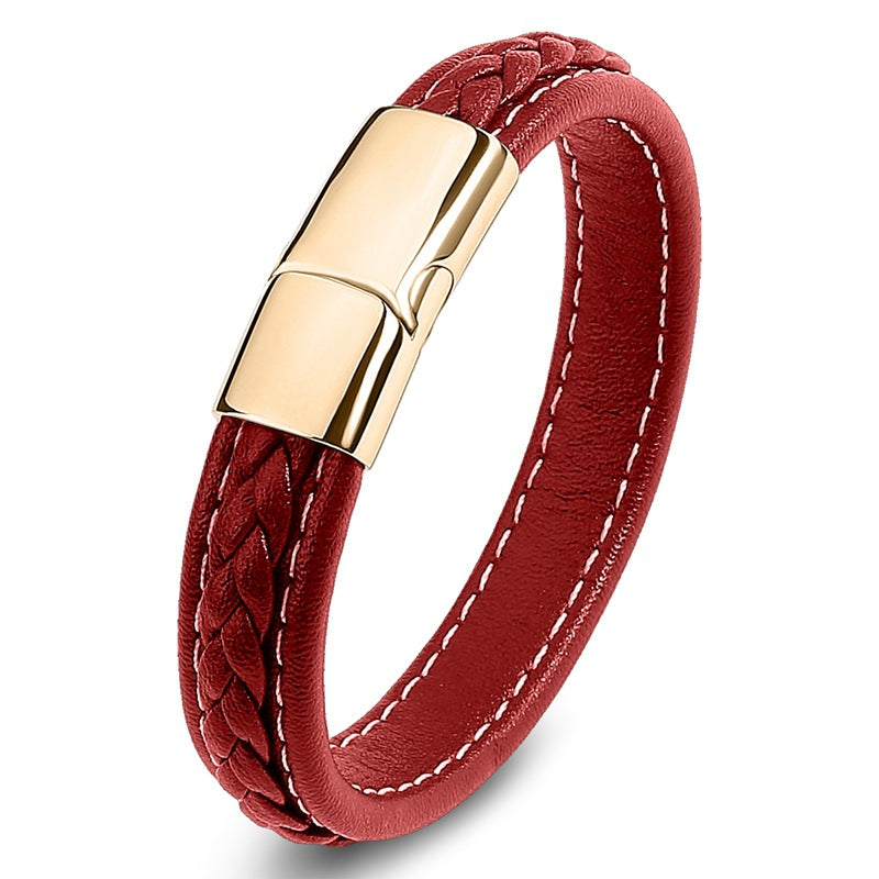 Men's Leather Stitching Handmade Braided Stall Goods Bracelet