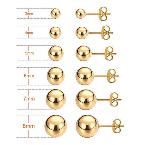 Women's Small Round Spherical Sier-plated Black Gold Earrings