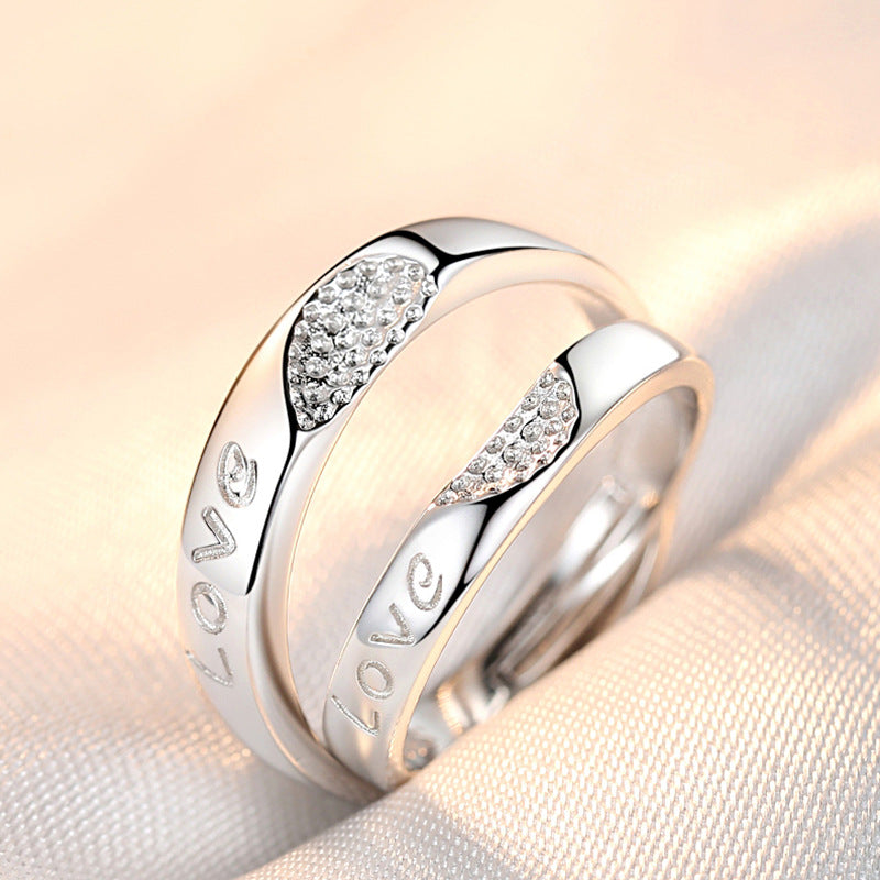 Rhinestone Zircon Couple Open Adjustable Female Rings