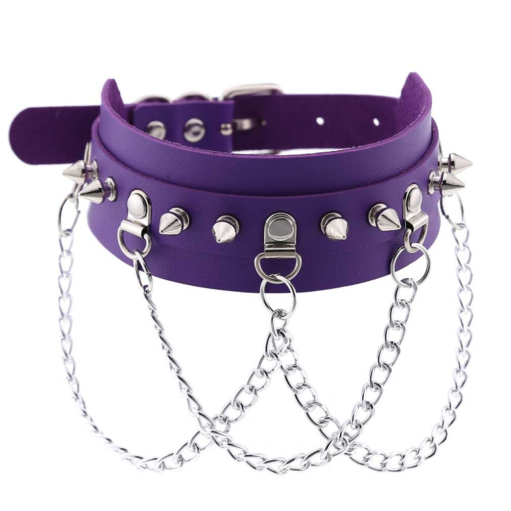 Exaggerated Leather Punk Street Shooting Nightclub Personality Metal Chain Neckband Collar