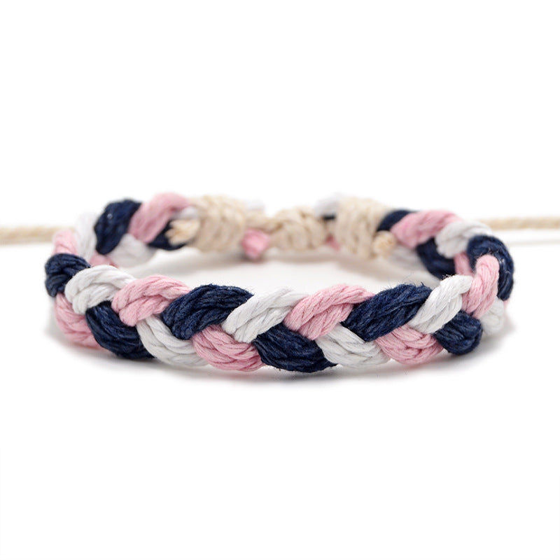 Hand Weaving Cotton Linen Braid Rope Fashion Bracelet