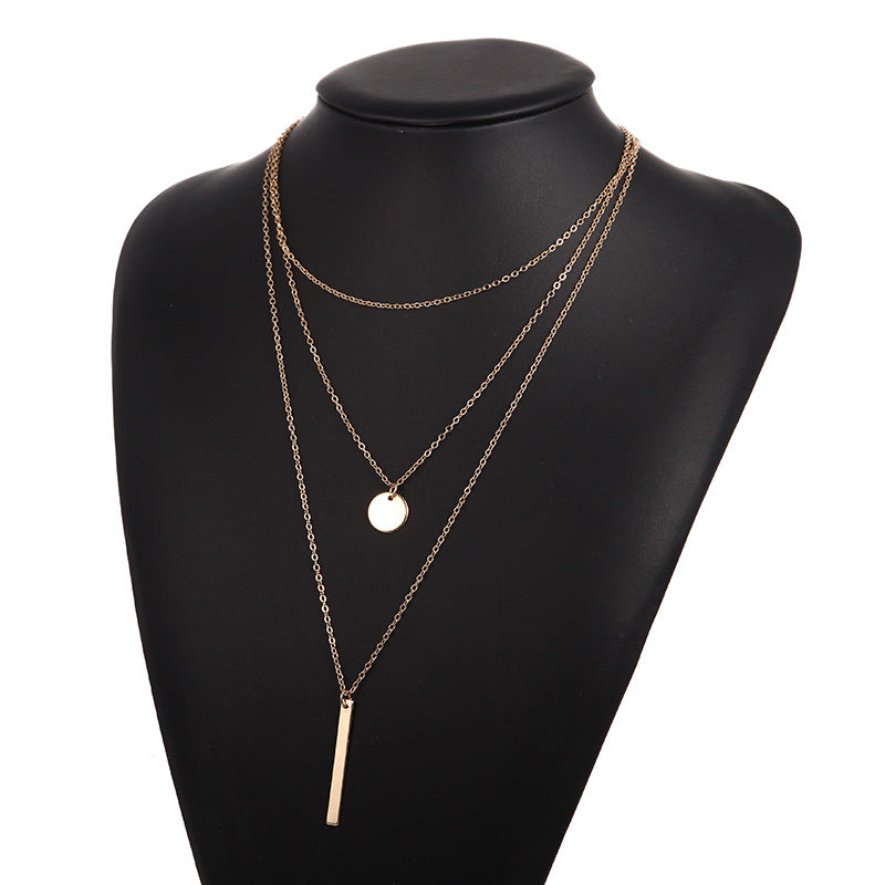 Ornament Personalized Simple Metal Geometric Wafer Vertical Bar Neck Necklaces