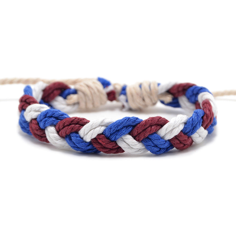 Hand Weaving Cotton Linen Braid Rope Fashion Bracelet