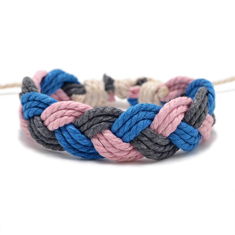 Hand Weaving Cotton Linen Braid Rope Fashion Bracelet
