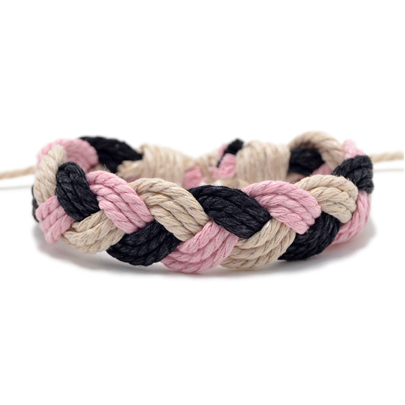 Hand Weaving Cotton Linen Braid Rope Fashion Bracelet