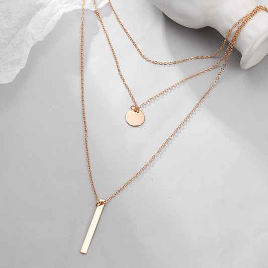 Ornament Personalized Simple Metal Geometric Wafer Vertical Bar Neck Necklaces