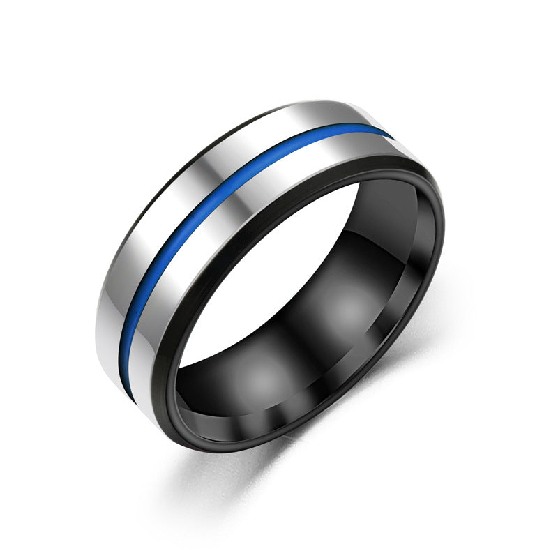 Fashion Beveled Oil Dripping Blue Lines Domineering Rings