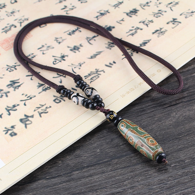 Women's & Men's Style Tibetan Agate Bead Simple Sweater Necklace