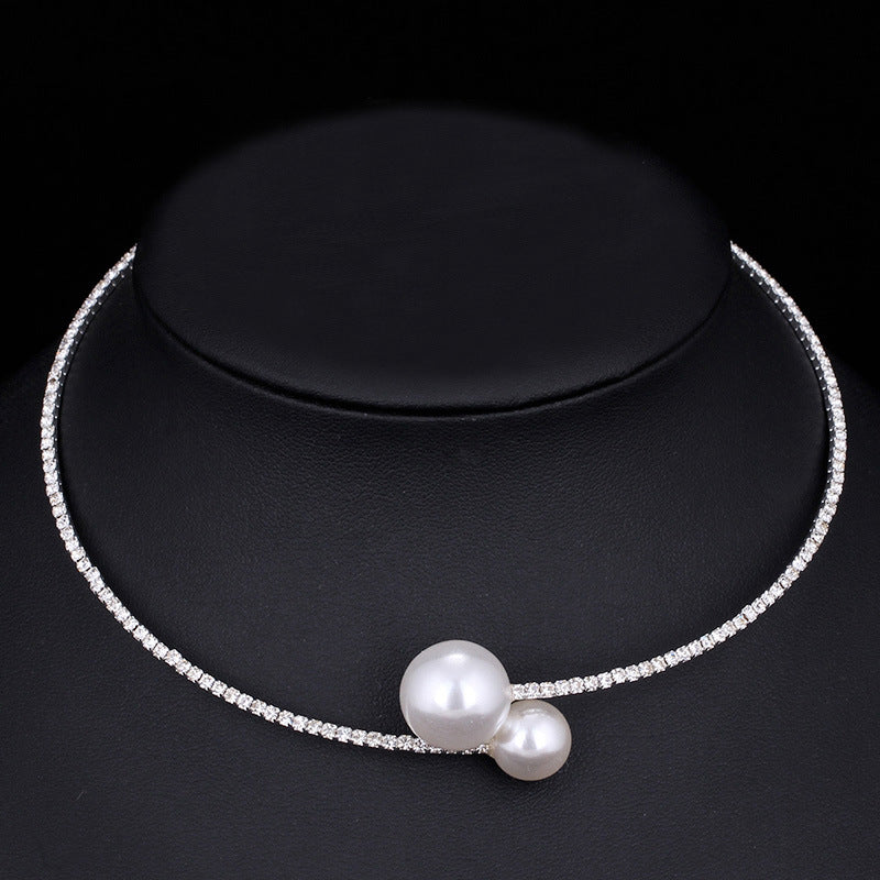 Sier Plated Pearl Circle Korean Style Fresh Neck Collar