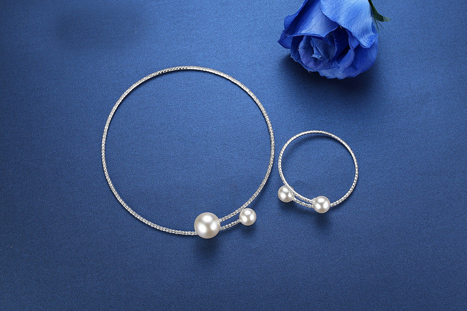 Sier Plated Pearl Circle Korean Style Fresh Neck Collar