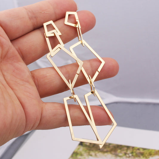 Simple Pierced Geometric Fashionable Temperamental Frosty Earrings