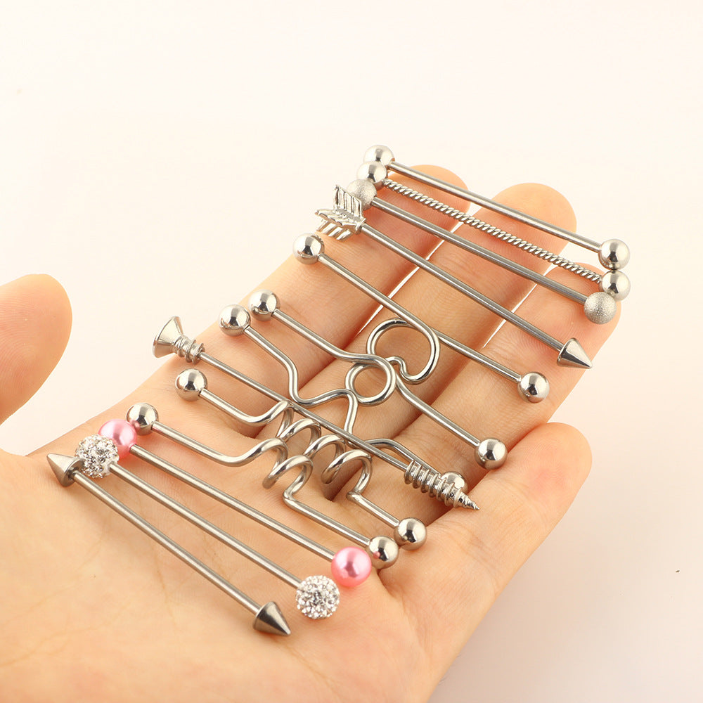 Piece Industrial Barbell Cross Bar Piercing Stud Earrings
