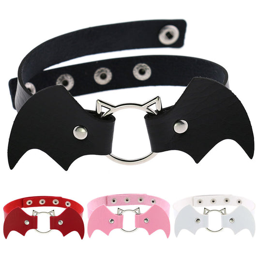 Punk Creative Bat Vampire Leather Neckband Trend Halloween Christmas Clavicle Necklaces