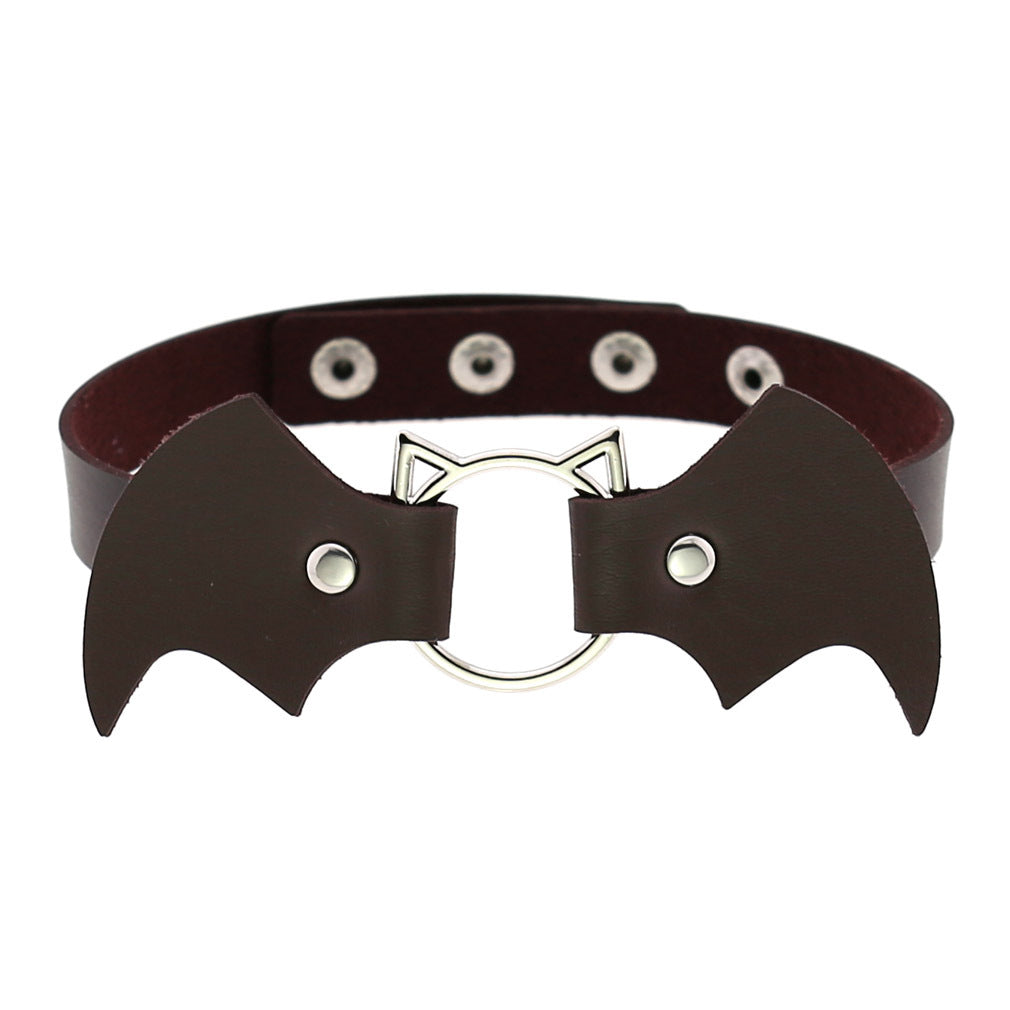 Punk Creative Bat Vampire Leather Neckband Trend Halloween Christmas Clavicle Necklaces