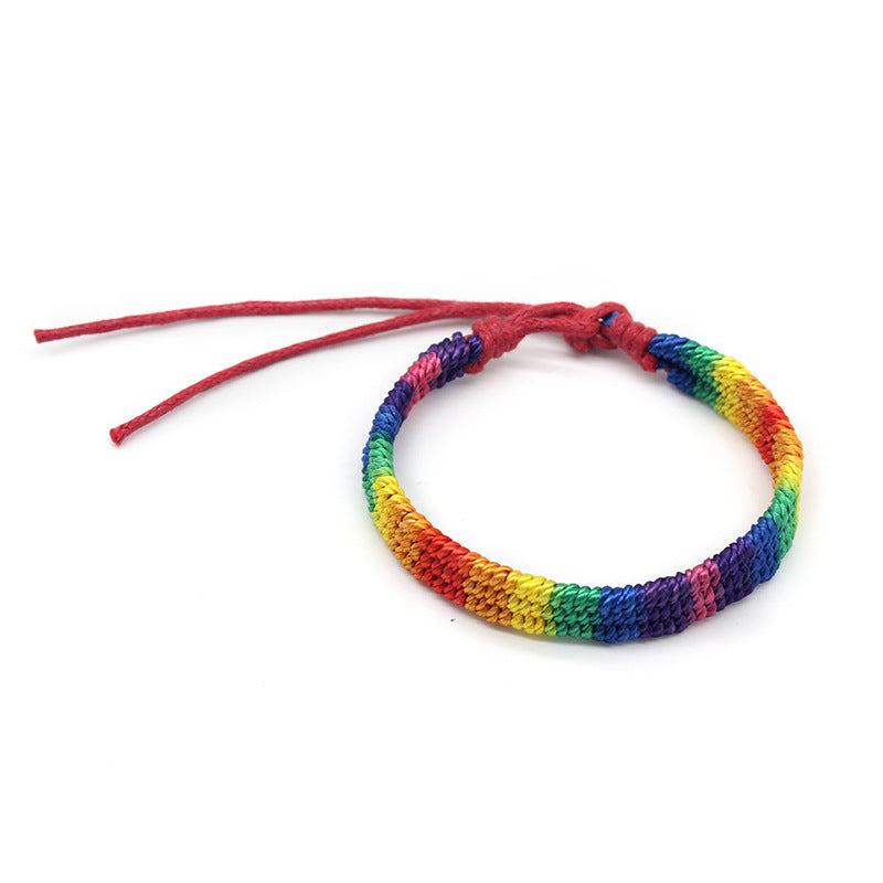 Hand-woven Base Rainbow Multicolor Unisex Nepal Bracelets