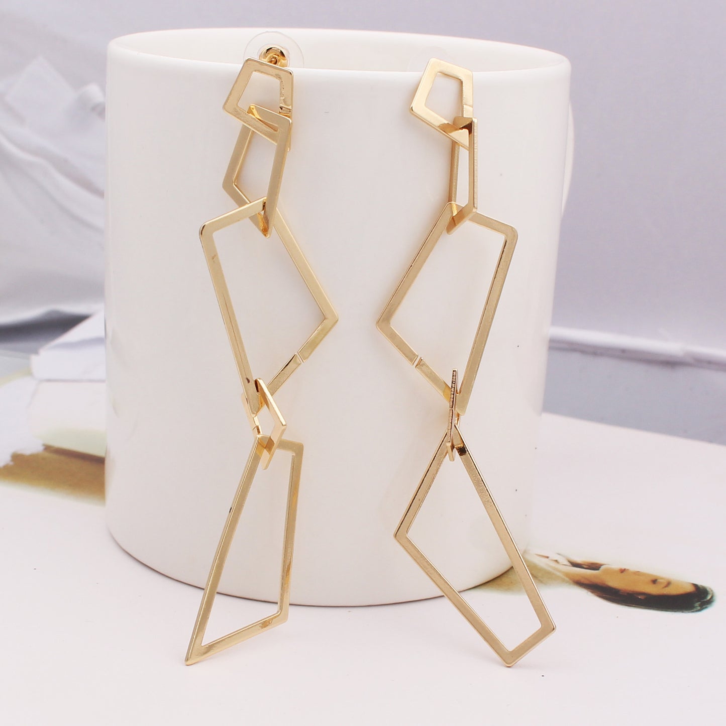 Simple Pierced Geometric Fashionable Temperamental Frosty Earrings