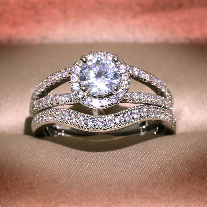 Double Layer Tiger Claws Square Zircon Ring