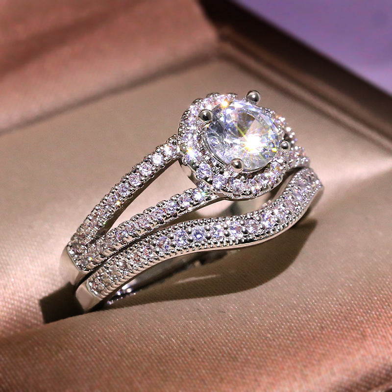 Double Layer Tiger Claws Square Zircon Ring