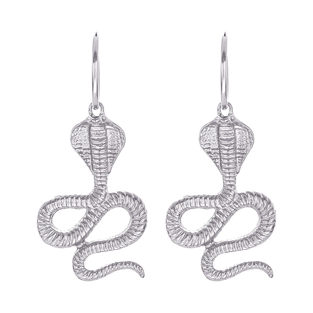 Metal Snake Retro Diamonds Punk Long Gothic Ear Earrings